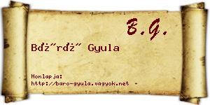 Báró Gyula névjegykártya