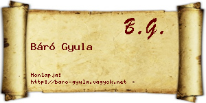 Báró Gyula névjegykártya